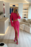 Acetate Slinky Wrap Midi Skirt
