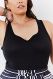 Ribbed Sweetheart Neckline Bodysuit