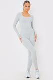 Long Sleeve Embroidered Scoop Neck Unitard