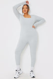 Long Sleeve Embroidered Scoop Neck Unitard