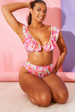 Abstract Print High Waisted Bikini Bottoms