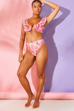 Abstract Print High Waisted Bikini Bottoms