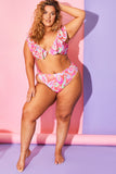 Abstract Print High Waisted Bikini Bottoms