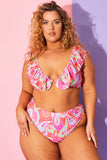 Abstract Print High Waisted Bikini Bottoms