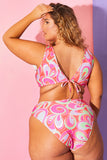 Abstract Print Ruffle Bikini Top