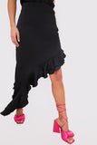 Asymmetic Frill Detail Midi Skirt