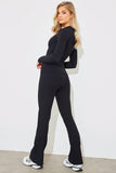 High Waist Kick Flare Rib Trouser