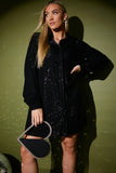 Sequin Oversized Shirt Dress