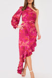 Asymmetric Frill Maxi Dress