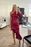 Asymmetric Frill Maxi Dress