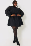Broderie High Neck Frill Hem Mini Dress