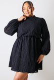 Broderie High Neck Frill Hem Mini Dress