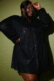 Sequin Oversized Shirt Dress