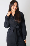 Button Up Belted Dress