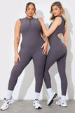 Built-In Bra Zip Front Sculpt and Control Unitard