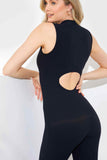 RIBBED SCULPT AND CONTROL ZIP FRONT UNITARD