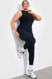 RIBBED SCULPT AND CONTROL ZIP FRONT UNITARD