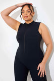 RIBBED SCULPT AND CONTROL ZIP FRONT UNITARD