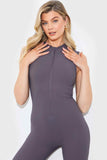 RIBBED SCULPT AND CONTROL ZIP FRONT UNITARD