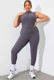 RIBBED SCULPT AND CONTROL ZIP FRONT UNITARD