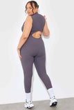 RIBBED SCULPT AND CONTROL ZIP FRONT UNITARD