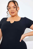 RIBBED SCULPT AND CONTROL NOTCHED NECK SHORT UNITARD