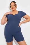 RIBBED SCULPT AND CONTROL NOTCHED NECK SHORT UNITARD
