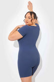 RIBBED SCULPT AND CONTROL NOTCHED NECK SHORT UNITARD