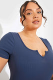 RIBBED SCULPT AND CONTROL NOTCHED NECK SHORT UNITARD