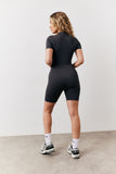 Contour Built-In Bra Short Sleeve Short Leg Half Zip Unitard	