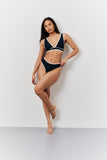Black Contrast Binding Plunge Bikini Top