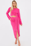 Acetate Slinky Wrap Midi Skirt