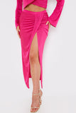 Acetate Slinky Wrap Midi Skirt