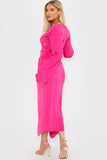Acetate Slinky Wrap Midi Skirt