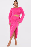 Acetate Slinky Wrap Midi Skirt