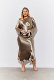 Bronze Liquid Satin Bias Cut Maxi Dress