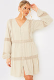 Lace Insert Smock Dress