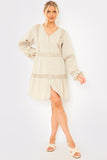 Lace Insert Smock Dress