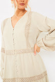 Lace Insert Smock Dress