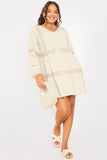 Lace Insert Smock Dress