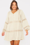 Lace Insert Smock Dress