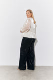 Organza Tie Front Puff Sleeve Top