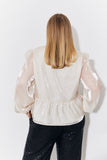 Organza Tie Front Puff Sleeve Top