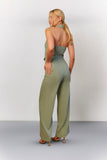 Sage Tailored Halterneck Waistcoat Wide Leg Jumpsuit