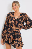 Abstract Floral Frill Floaty Shorts