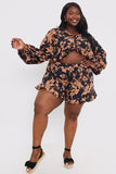 Abstract Floral Frill Floaty Shorts