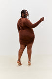 Drape Wrap Long Sleeve Mini Dress