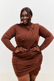 Drape Wrap Long Sleeve Mini Dress