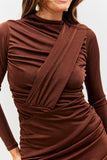 Drape Wrap Long Sleeve Mini Dress