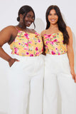 Floral Print Drape Bodysuit